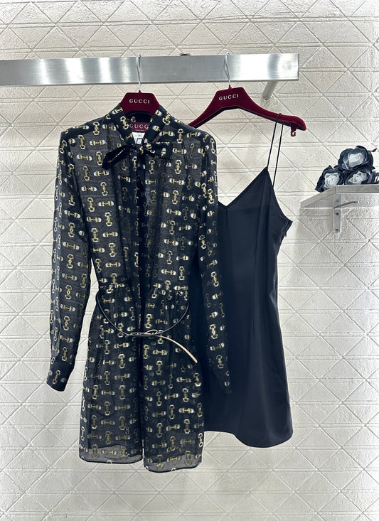 Active Print Silk Belt Dress