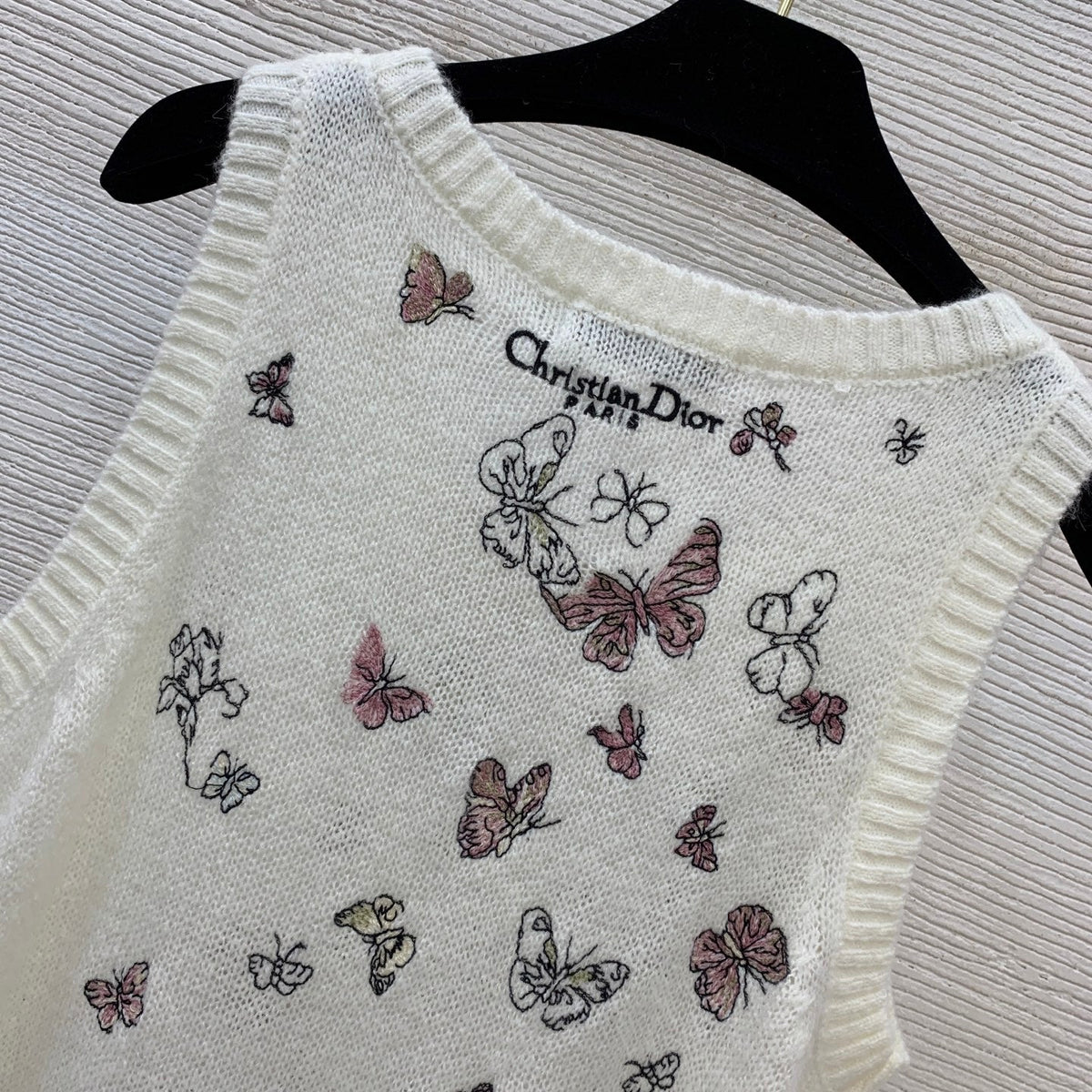 Butterfly Embroidered Stretch Knit Vest