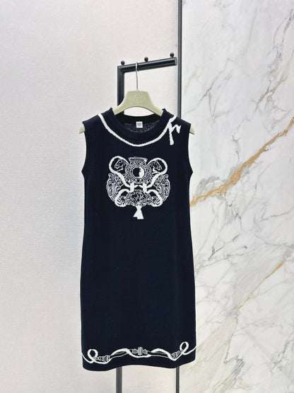 Jacquard Pattern Sleeveless Dress
