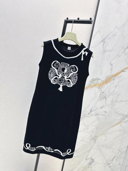 Jacquard Pattern Sleeveless Dress