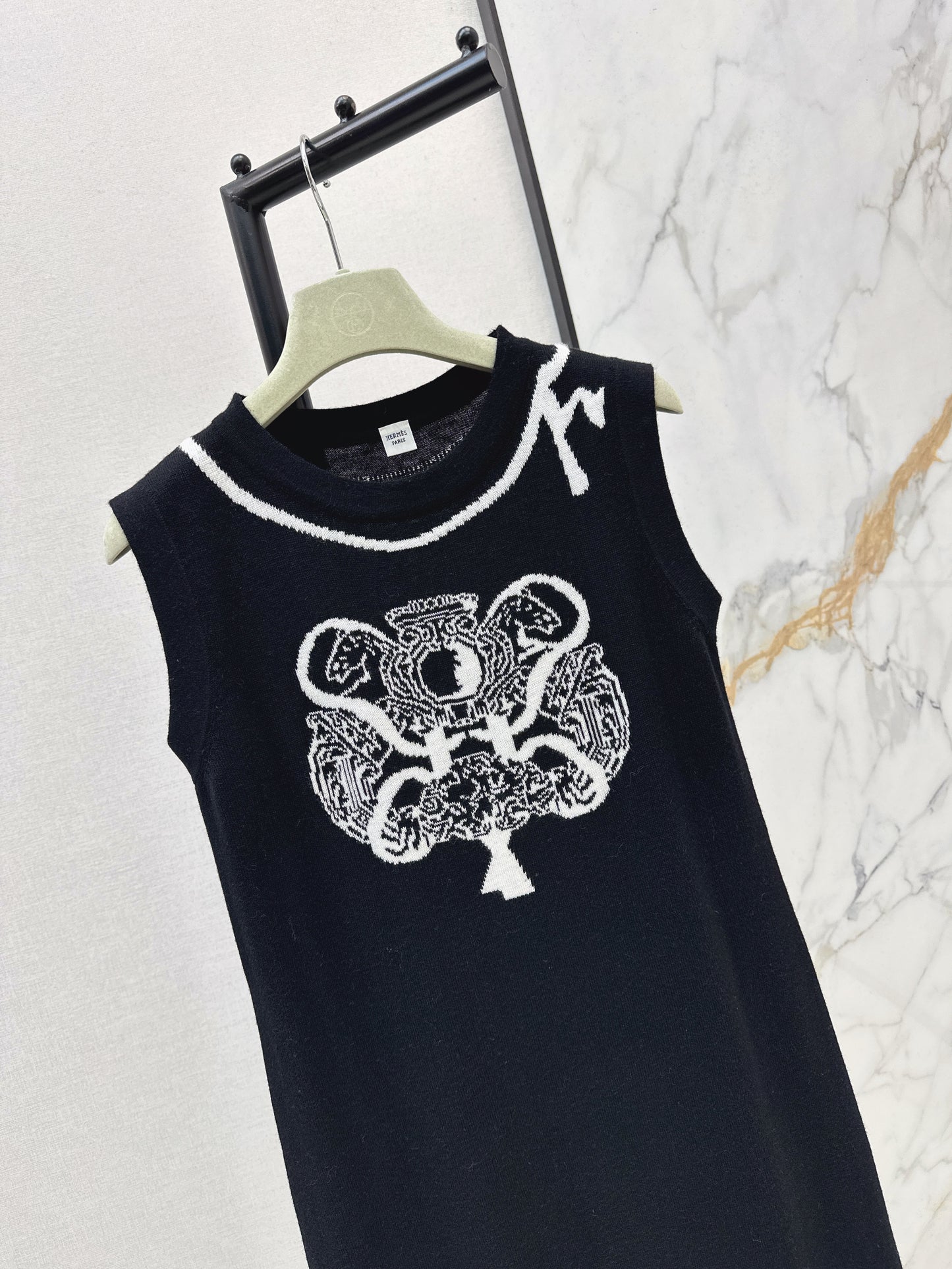 Jacquard Pattern Sleeveless Dress