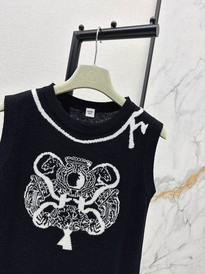 Jacquard Pattern Sleeveless Dress