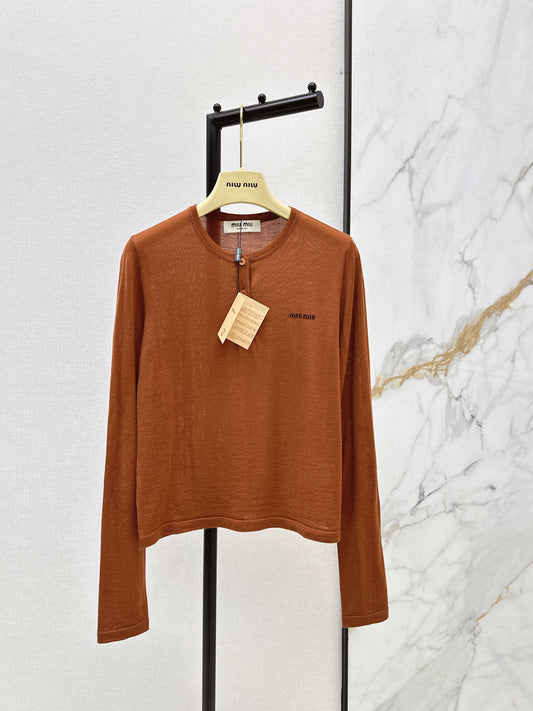 Half-open placket knit sweater