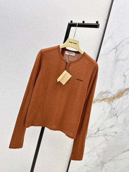 Half-open placket knit sweater