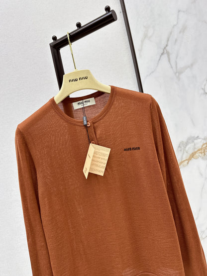 Half-open placket knit sweater
