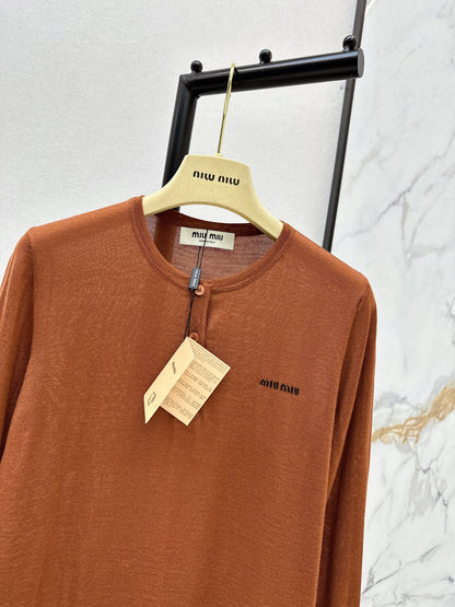 Half-open placket knit sweater