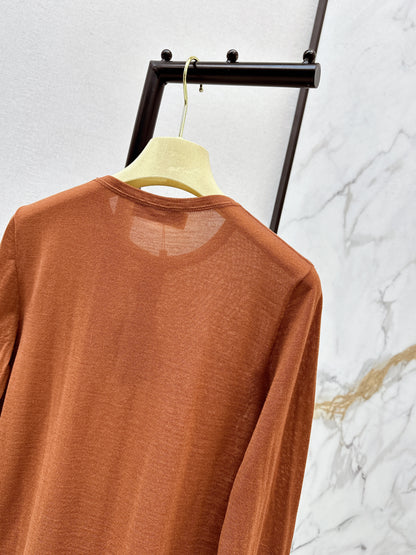 Half-open placket knit sweater