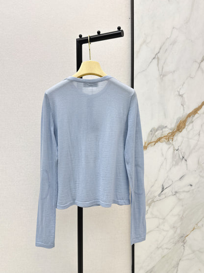 Half-open placket knit sweater