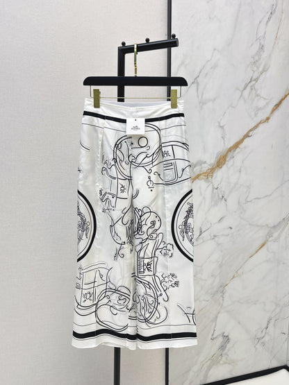 Silk Wide-Leg Straight-Leg Pants