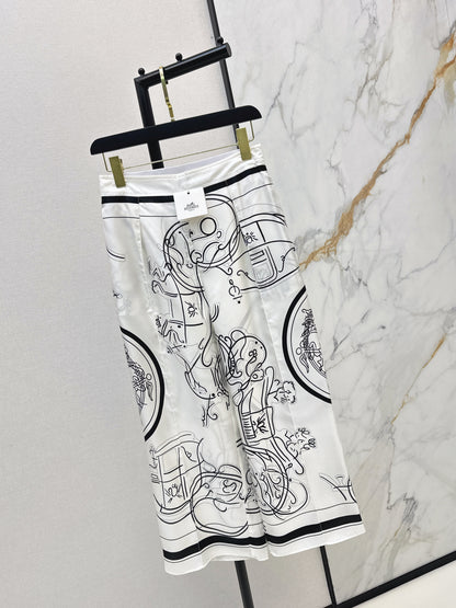 Silk Wide-Leg Straight-Leg Pants
