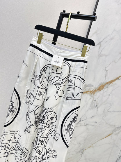 Silk Wide-Leg Straight-Leg Pants
