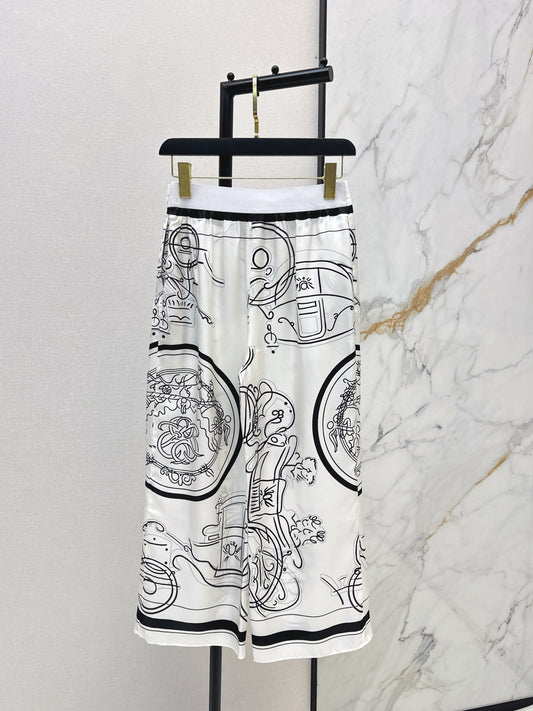 Silk Wide-Leg Straight-Leg Pants