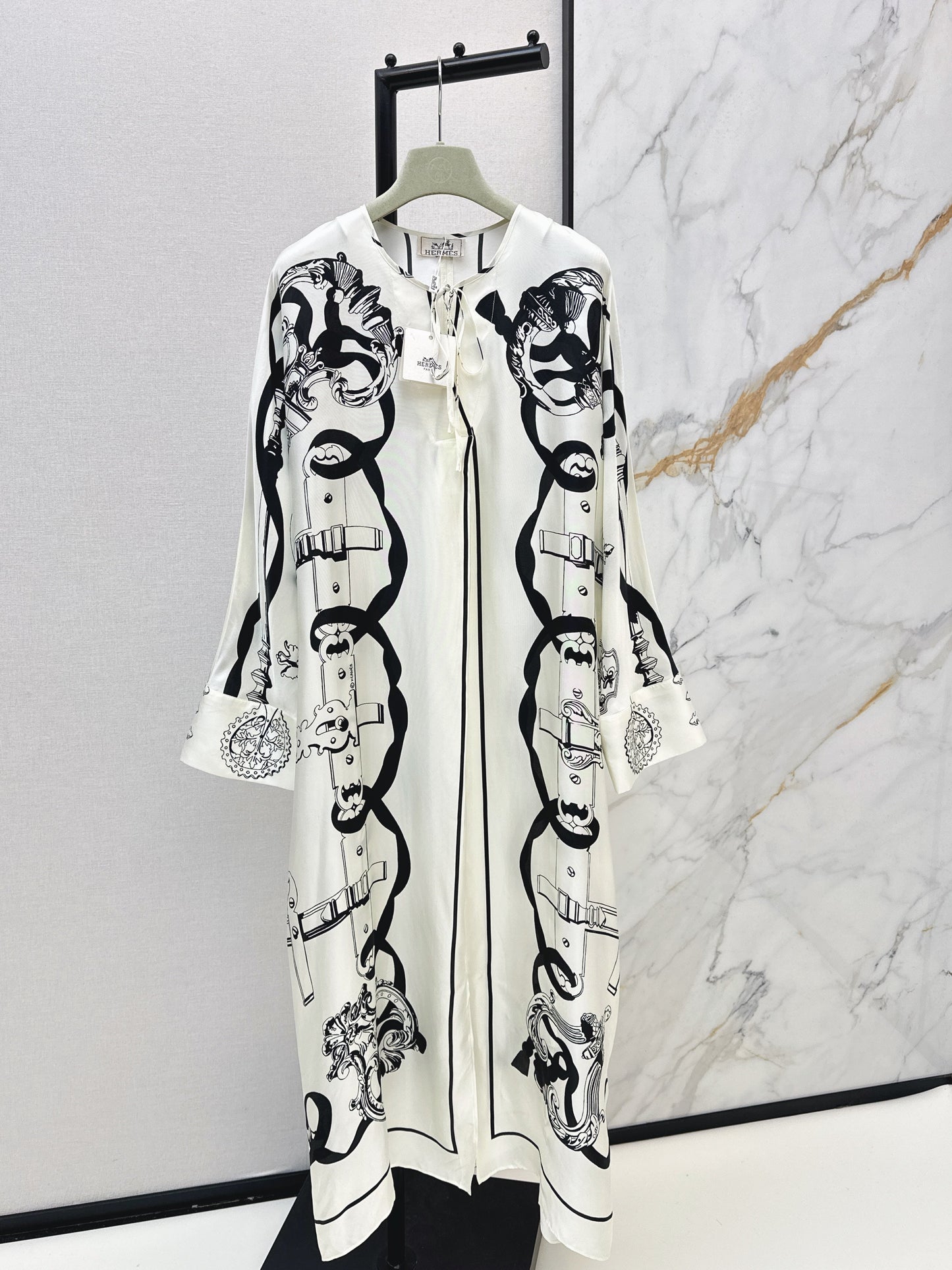 Batwing Sleeve Twill Silk Dress