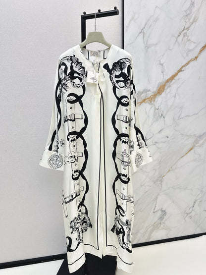 Batwing Sleeve Twill Silk Dress
