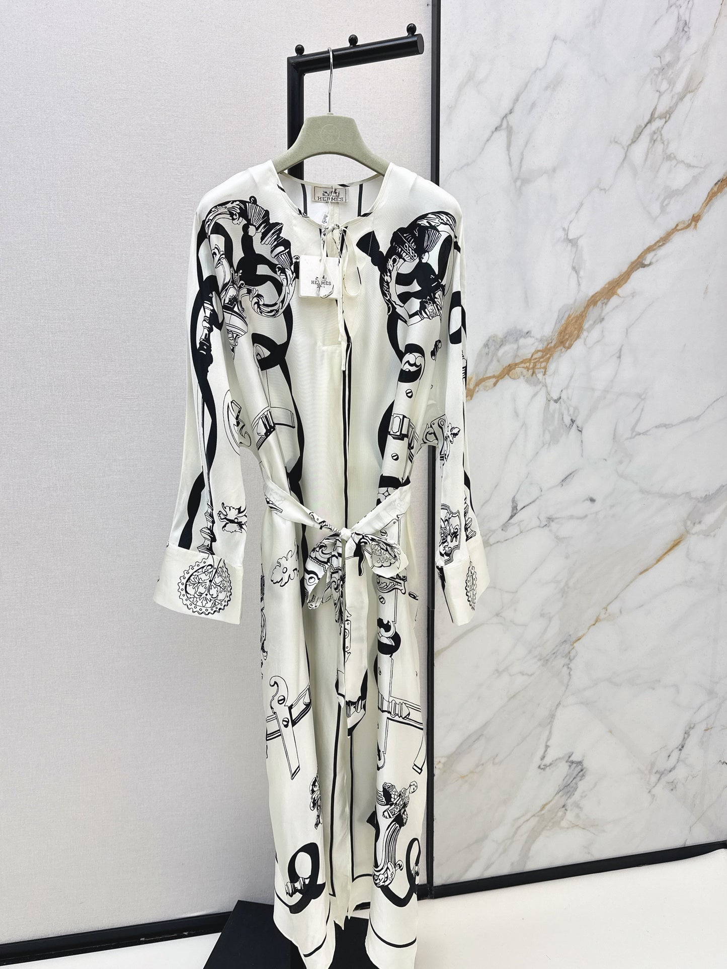 Batwing Sleeve Twill Silk Dress