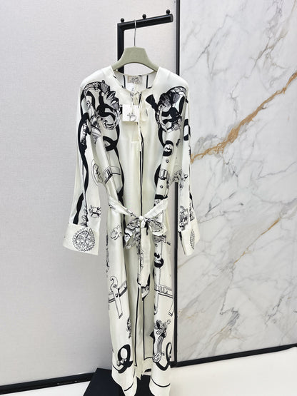 Batwing Sleeve Twill Silk Dress