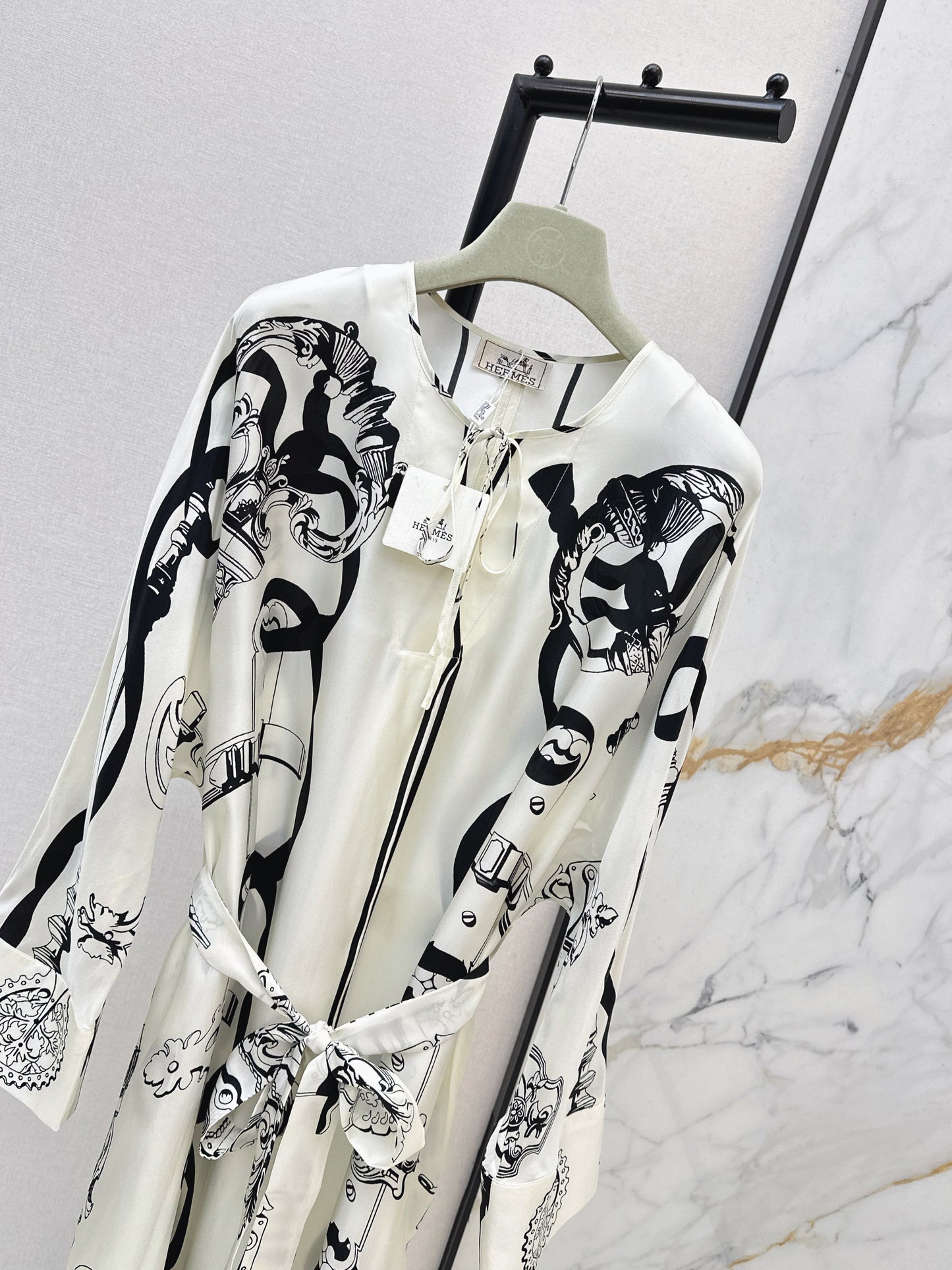 Batwing Sleeve Twill Silk Dress