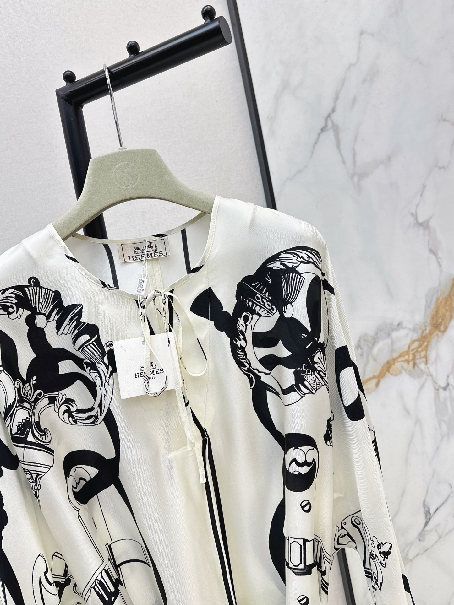 Batwing Sleeve Twill Silk Dress