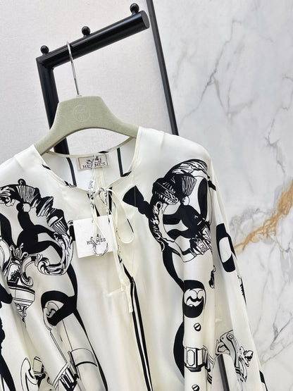 Batwing Sleeve Twill Silk Dress
