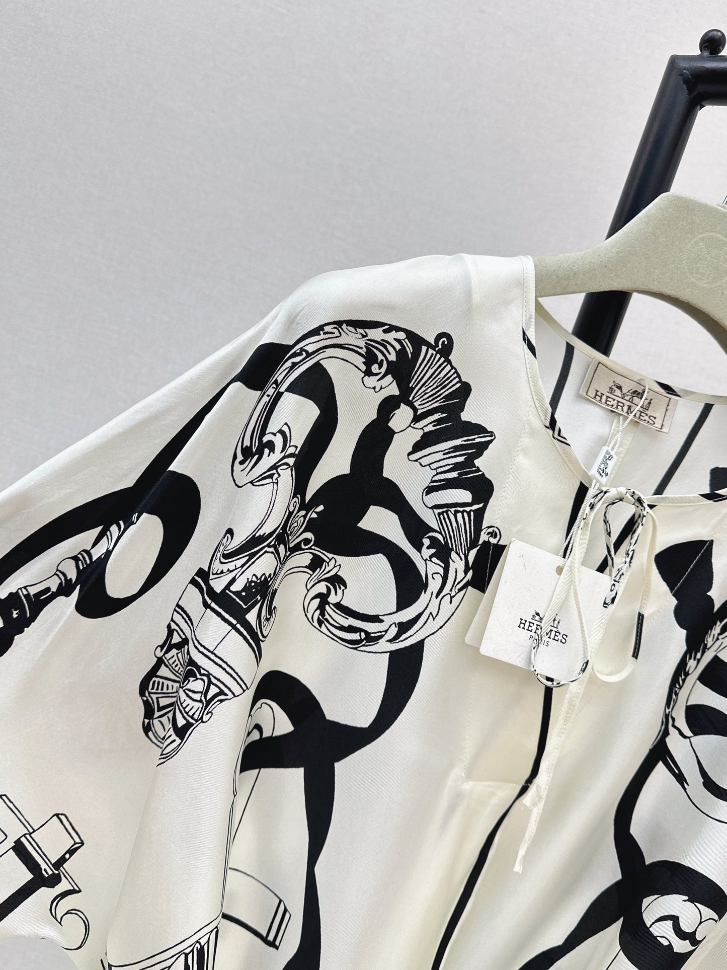 Batwing Sleeve Twill Silk Dress
