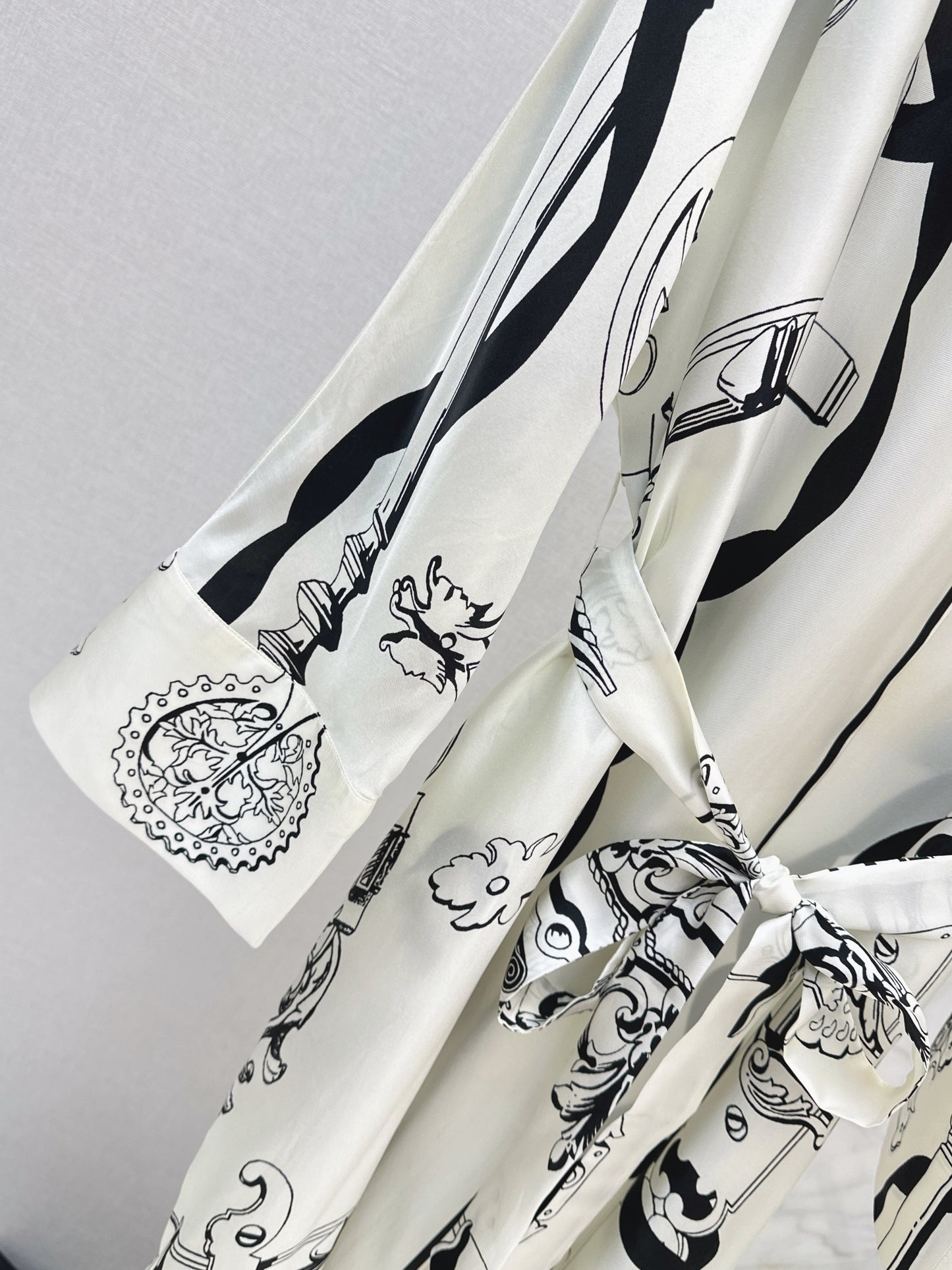 Batwing Sleeve Twill Silk Dress