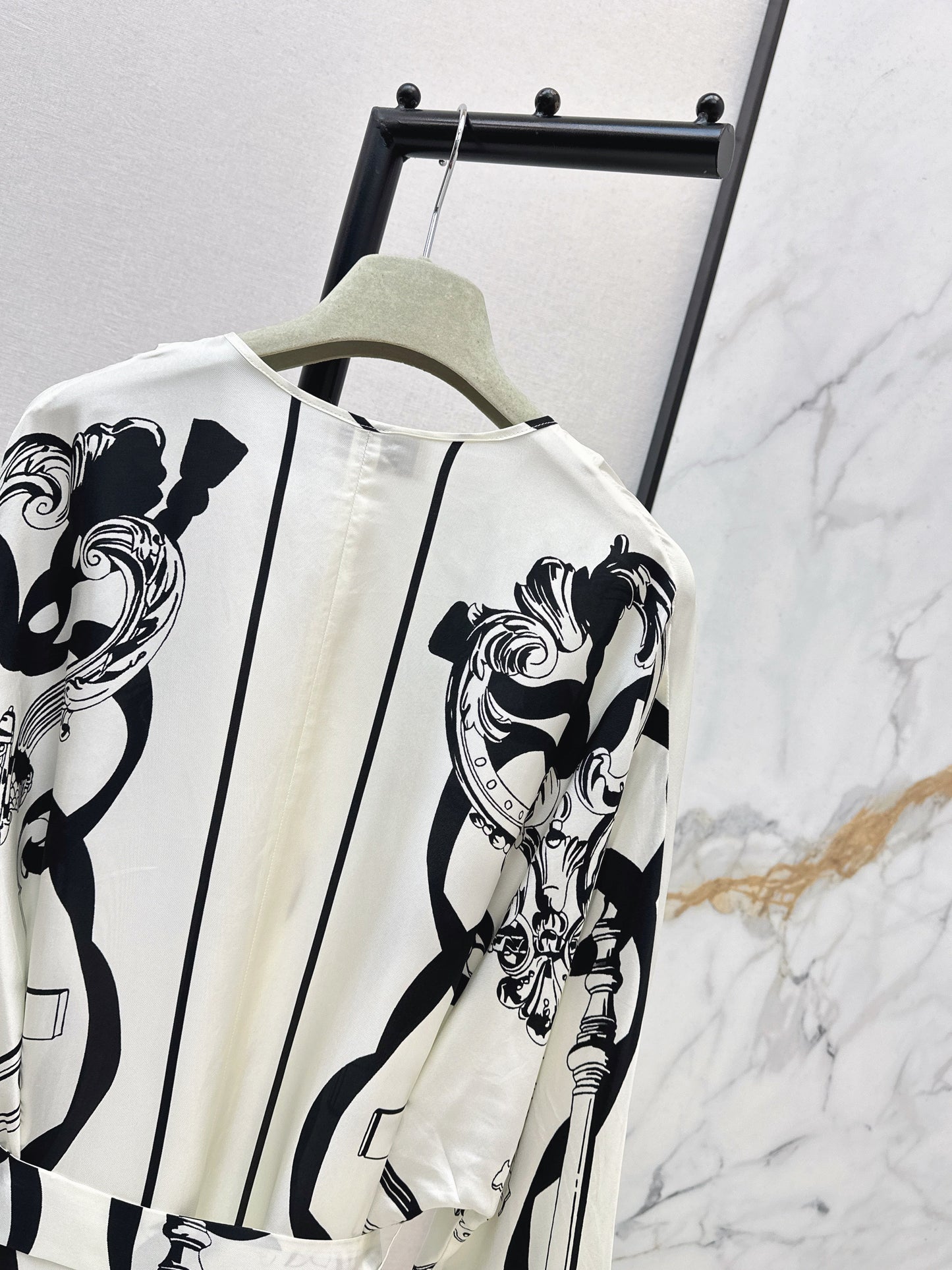 Batwing Sleeve Twill Silk Dress