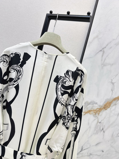 Batwing Sleeve Twill Silk Dress