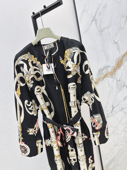 Batwing Sleeve Twill Silk Dress