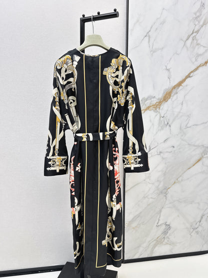 Batwing Sleeve Twill Silk Dress