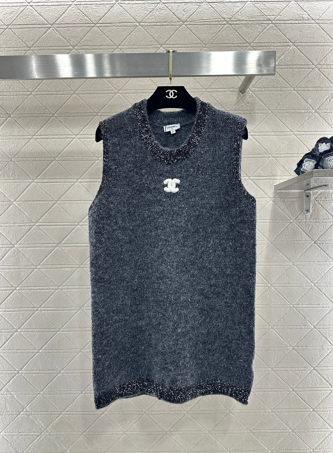 Beaded Sequin Knit Vest Dress