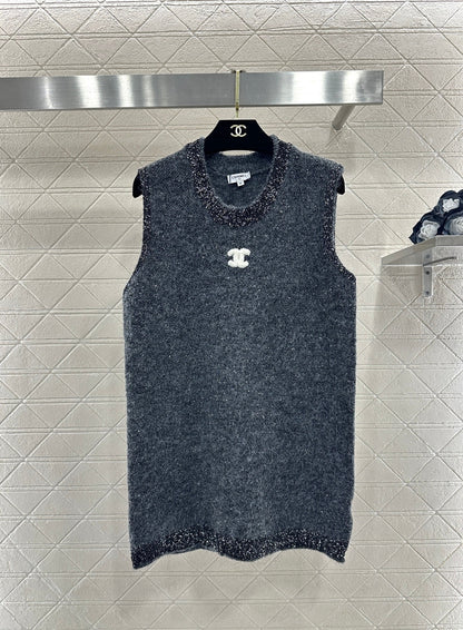 Beaded Sequin Knit Vest Dress