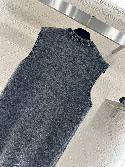 Beaded Sequin Knit Vest Dress