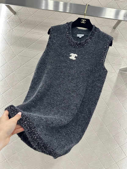 Beaded Sequin Knit Vest Dress