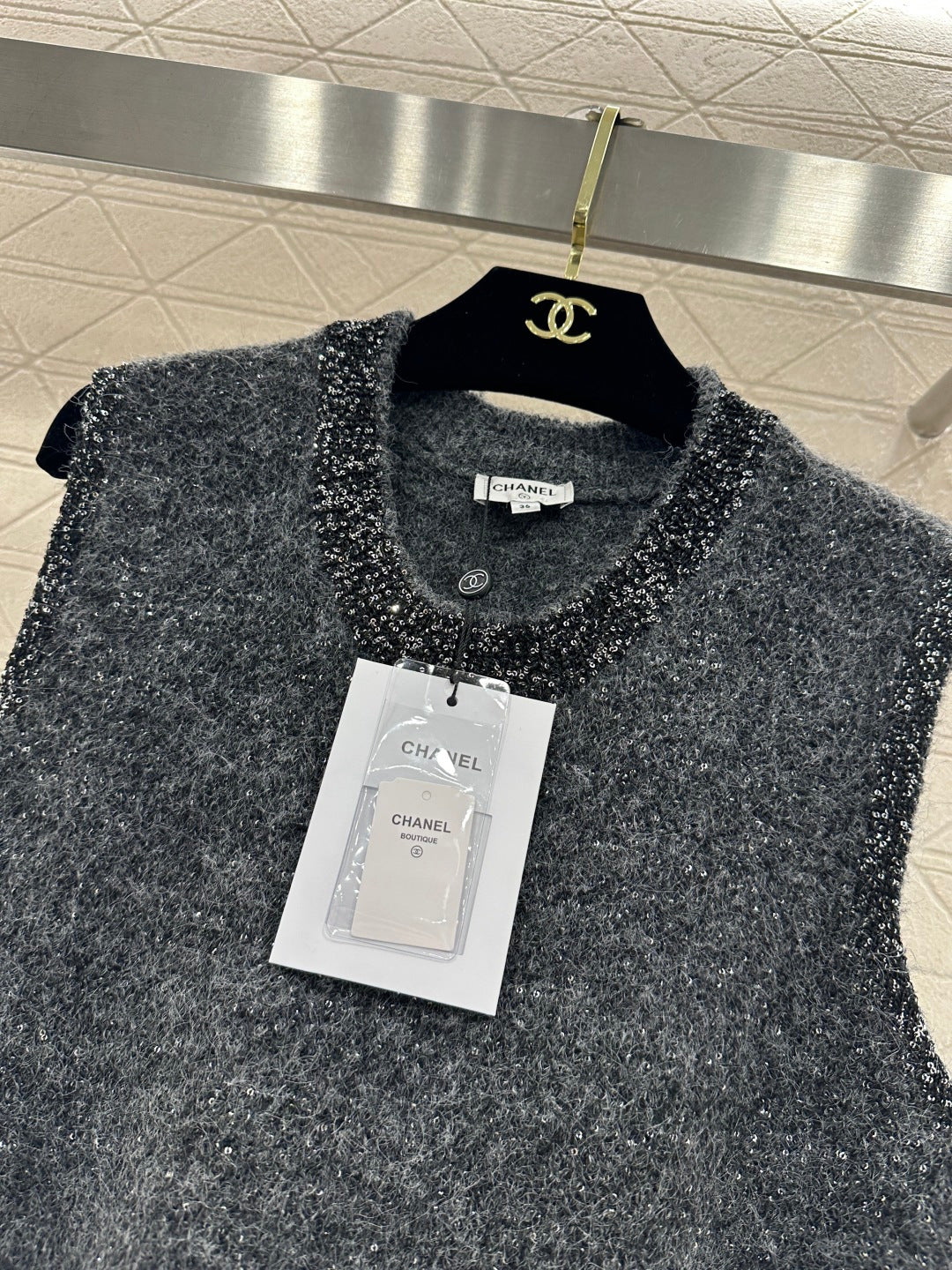Beaded Sequin Knit Vest Dress