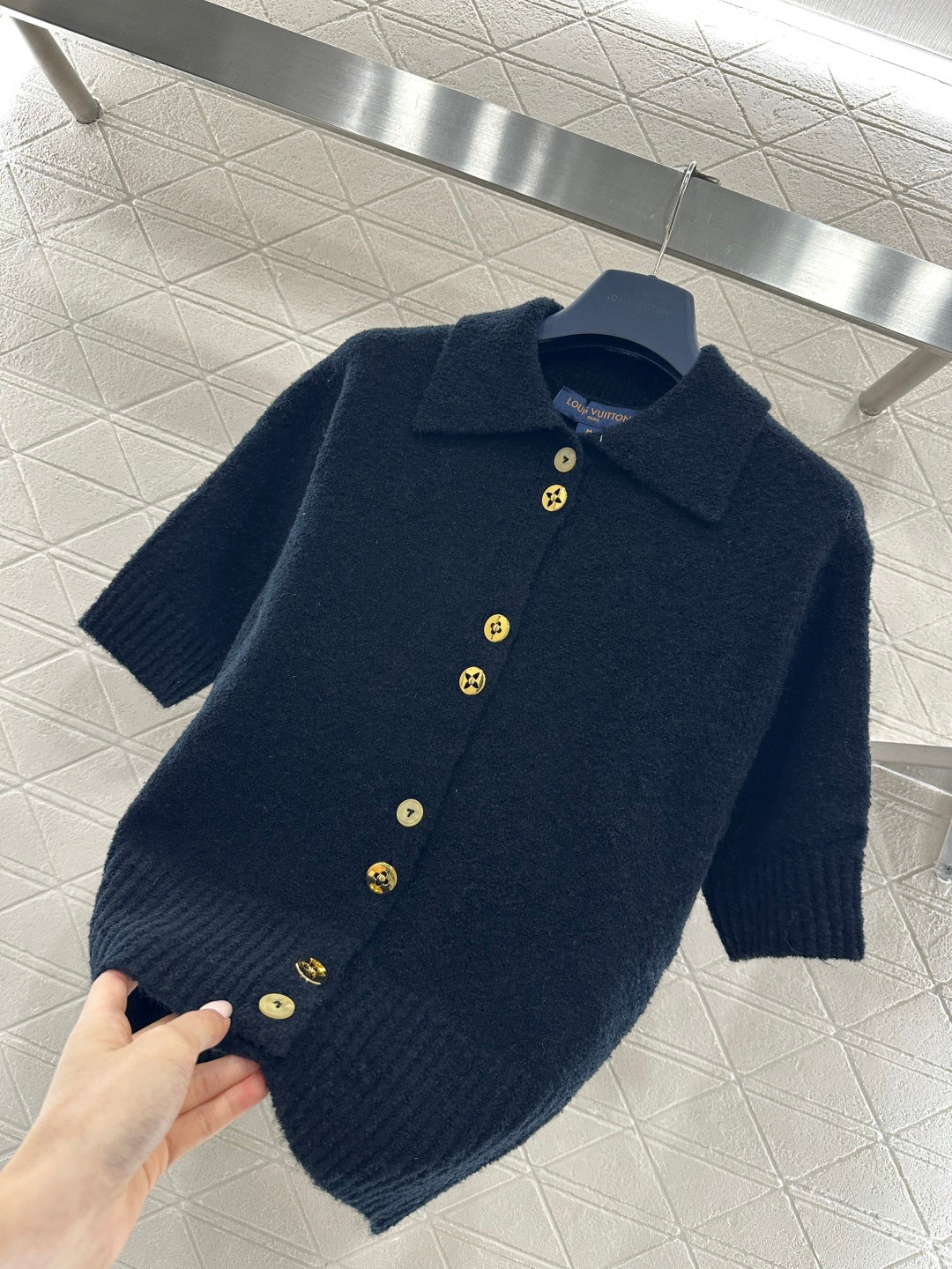 Collared Knit Short-Sleeve T-Shirt