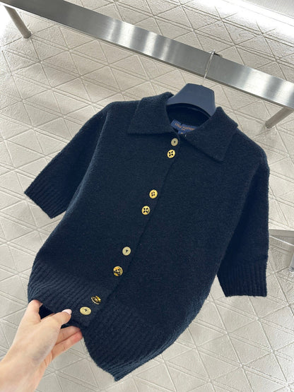 Collared Knit Short-Sleeve T-Shirt