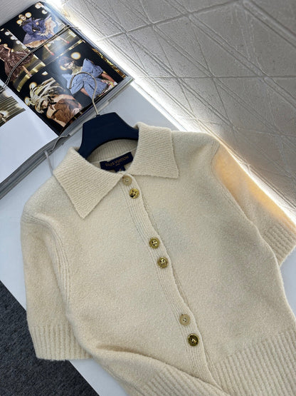 Collared Knit Short-Sleeve T-Shirt