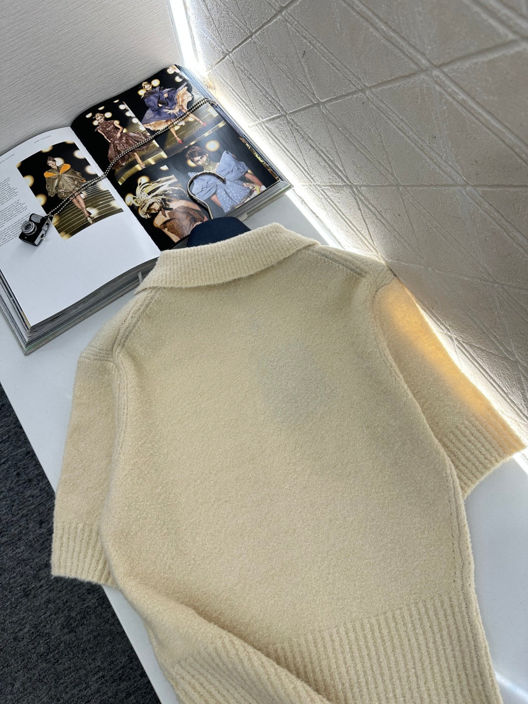 Collared Knit Short-Sleeve T-Shirt