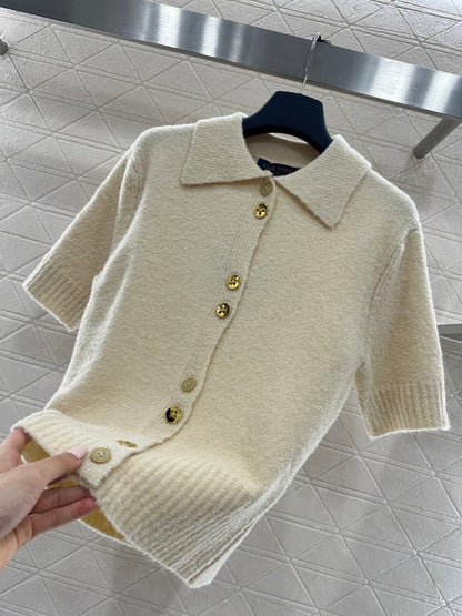 Collared Knit Short-Sleeve T-Shirt