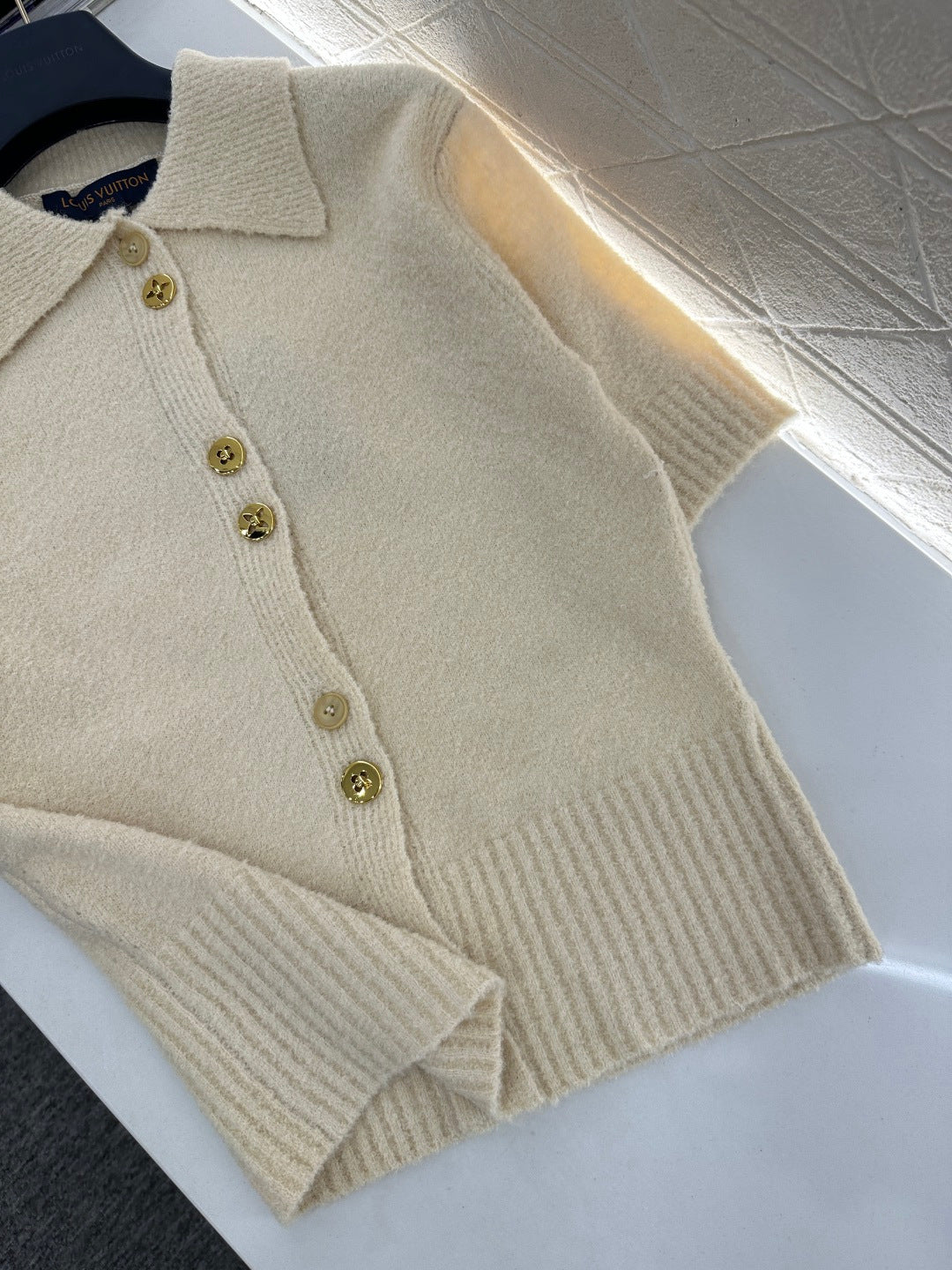 Collared Knit Short-Sleeve T-Shirt