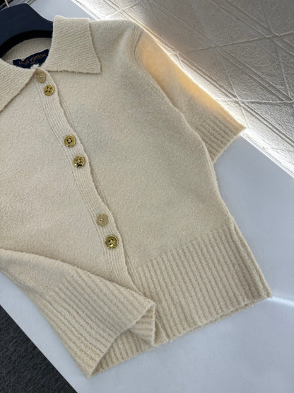 Collared Knit Short-Sleeve T-Shirt