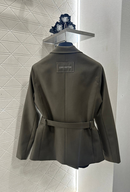 Belted Suit Jacket and Skirt Set