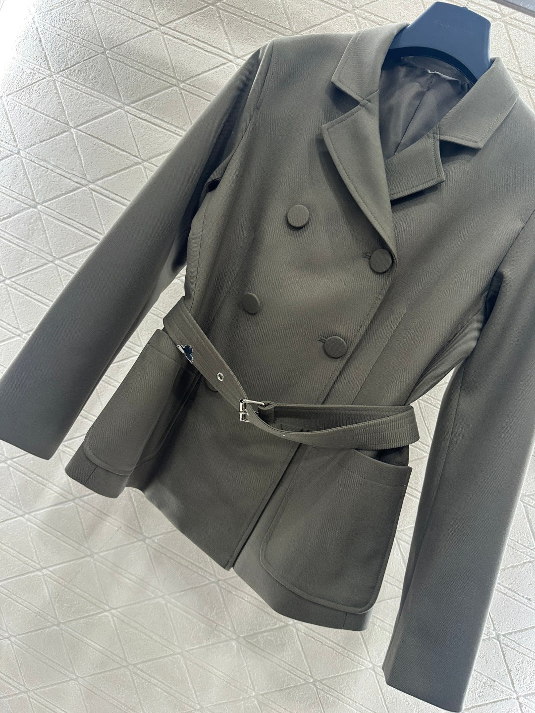 Belted Suit Jacket and Skirt Set