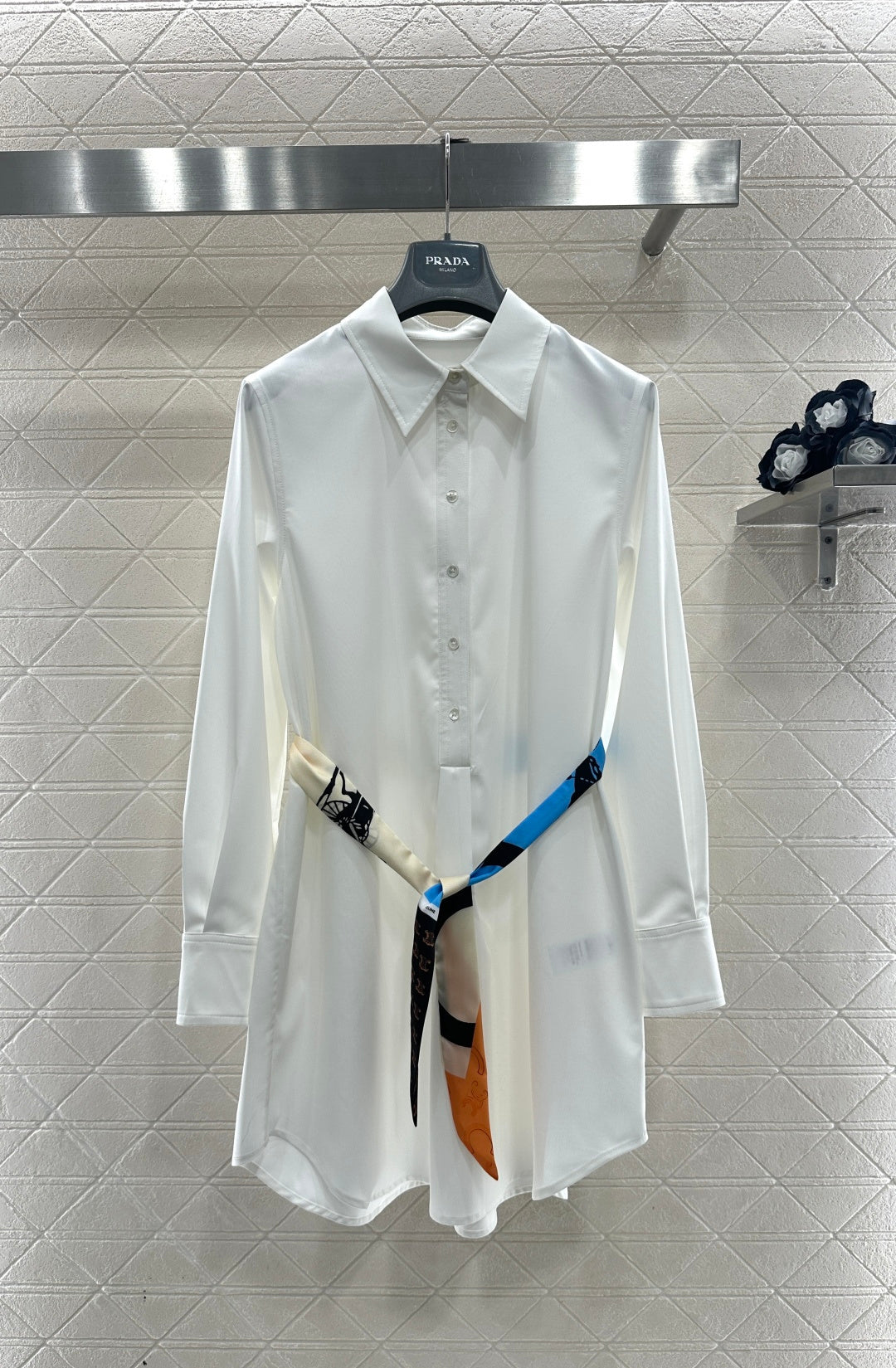 Scarf Belt Shirt Dress