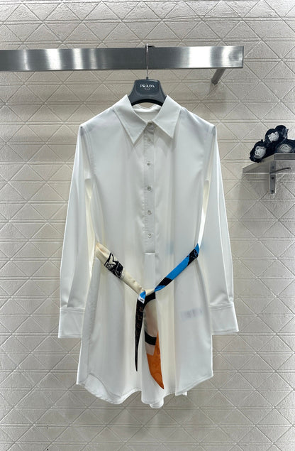 Scarf Belt Shirt Dress