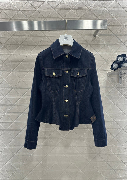 Cinched-Waist Denim Jacket