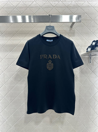 Gold-Stamped Letter Logo T-Shirt