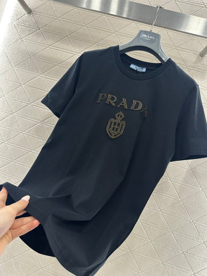 Gold-Stamped Letter Logo T-Shirt