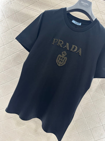 Gold-Stamped Letter Logo T-Shirt