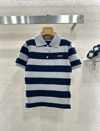 Striped Collared Short-Sleeve T-Shirt